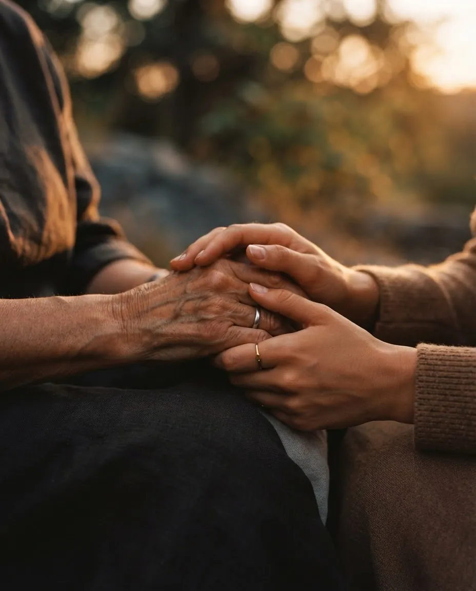 Two hands clasped together